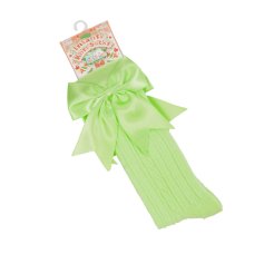 S350-MI: Mint Knee Length Socks w/Large Bow (0-24 Months)